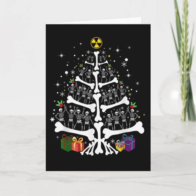 Women Radiology Skeleton Christmas Tree Xray Tech  Kort (Framsida)