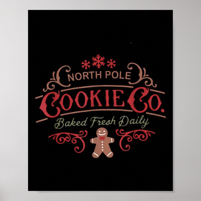 Women Retro Christmas Gingerbread Bakery North Le  Poster (Framsidan)