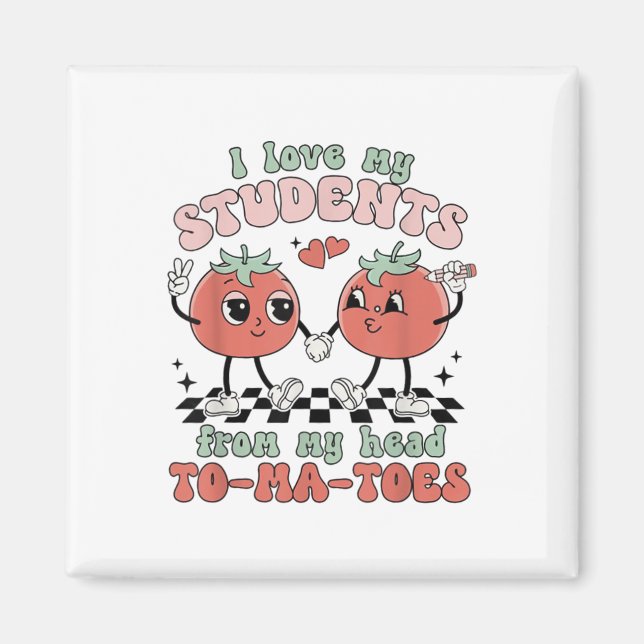 Women Retro I Kärlek My Studenter Valentine Teache Magnet (Framsidan)
