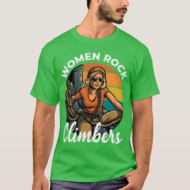 Women Rock Climbers rock climber climbing girl T Shirt (Framsida)