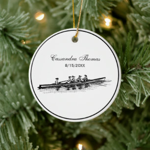 Women Roring Rowers Crew Team Vatten sport Julgransprydnad Keramik