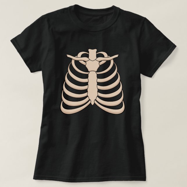 Women’s Cartoon Ribcage Halloween T-Shirt (Design framsida)