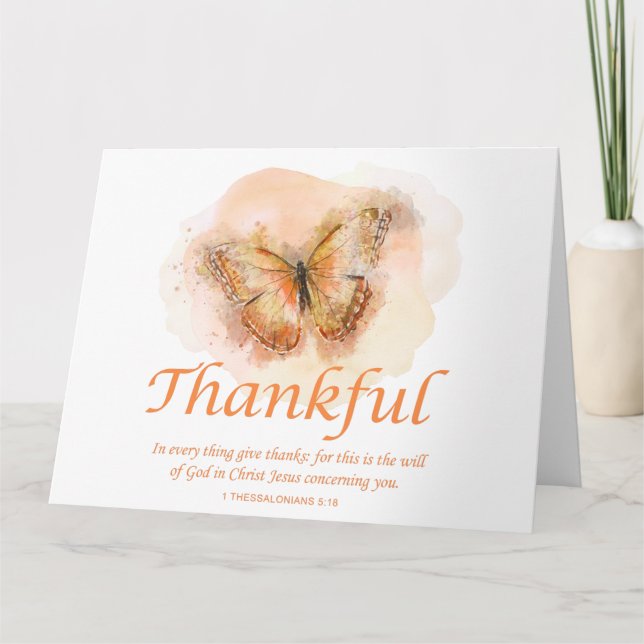 Women’s Christian Butterfly Bible Verse: Thankful  Tack Kort (Framsida)
