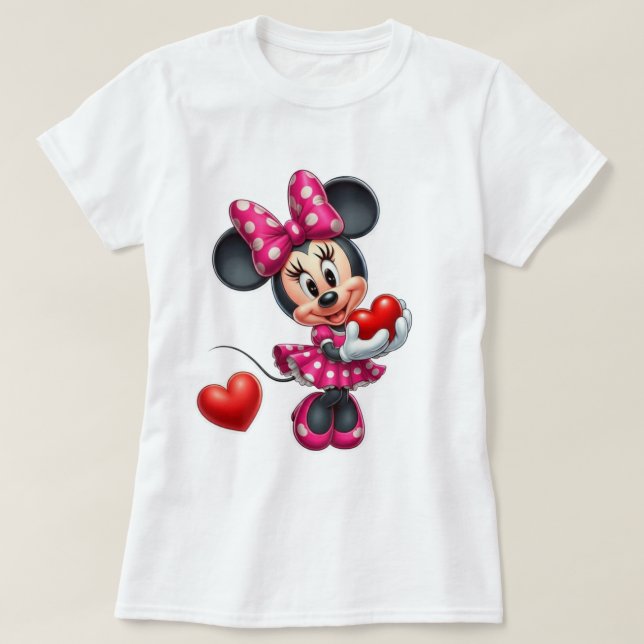 👕🐭Women’s Classic Minnie Mouse-Inspired Tshirt T Shirt (Design framsida)