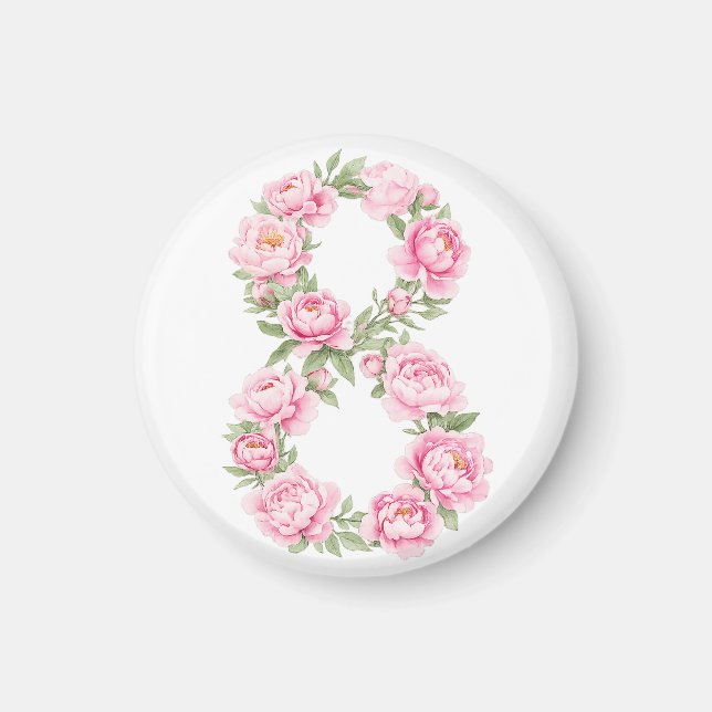 Women’s Day Peony Flower for March 8  Magnet (Framsidan)