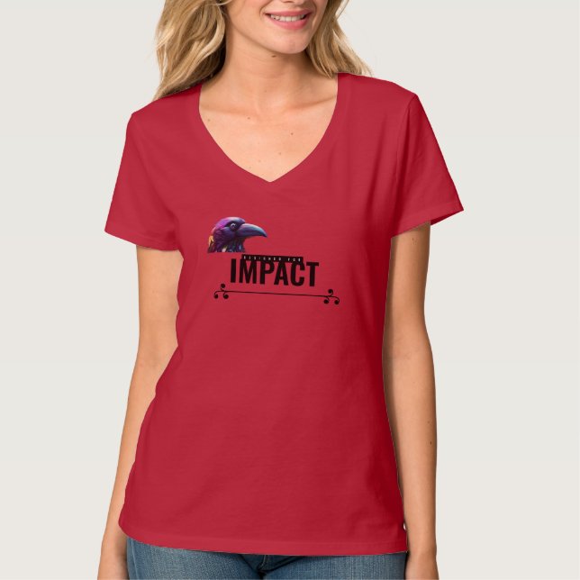 Women’s “Prepare for Impact” Raven V-Neck  T Shirt (Framsida)