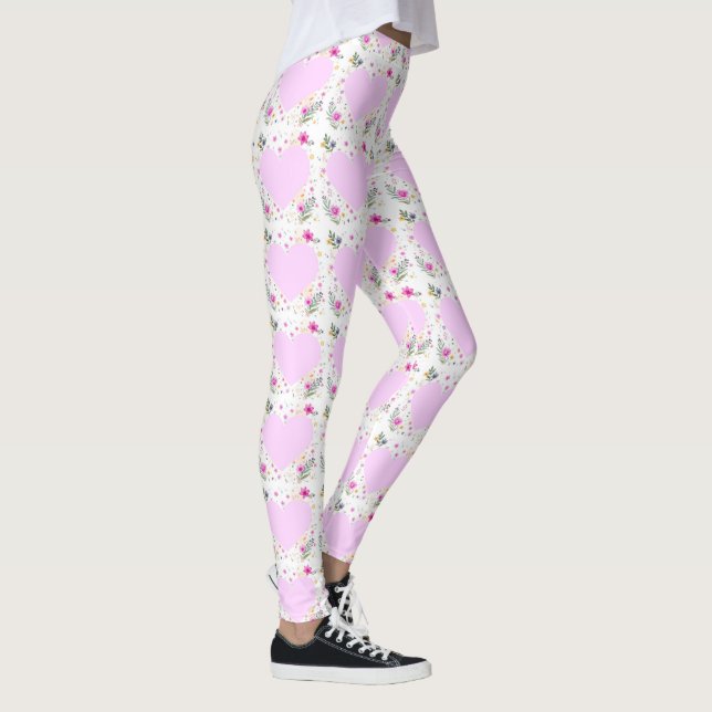 Women’s Valentine Heart & Flower Leggings (Höger)