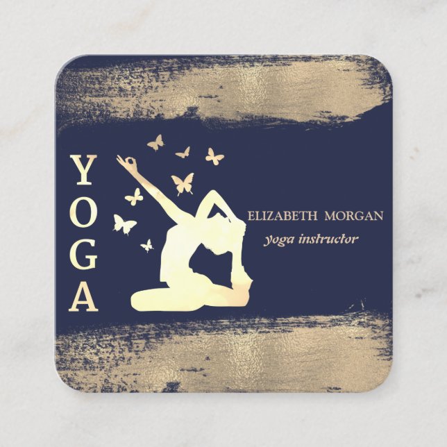 Women Silhouette Faux Guld Brush Stroke Fyrkantigt Visitkort (Framsida)