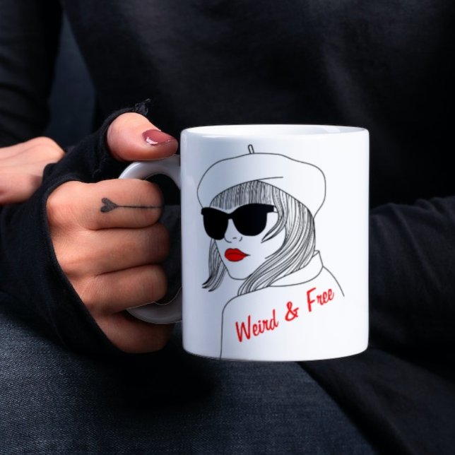 Women Silhouette Red & Black Linear Feminist Citat Kaffemugg (Skapare uppladdad)