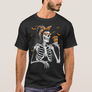 Women Skeleton Drinking Halloween Costume Girls Wo T Shirt