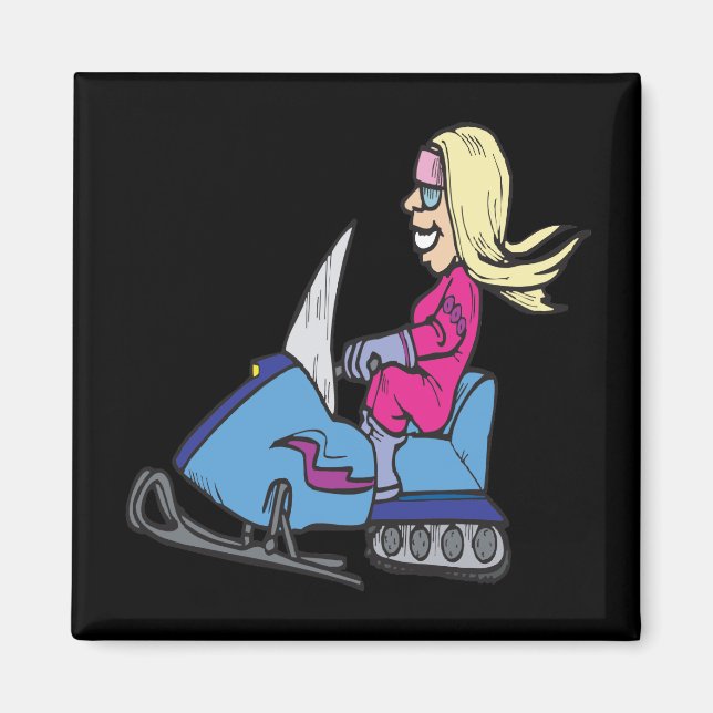 Women Snowmobiling Magnet (Framsidan)