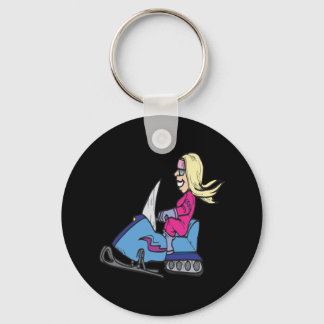 Women Snowmobiling Nyckelring