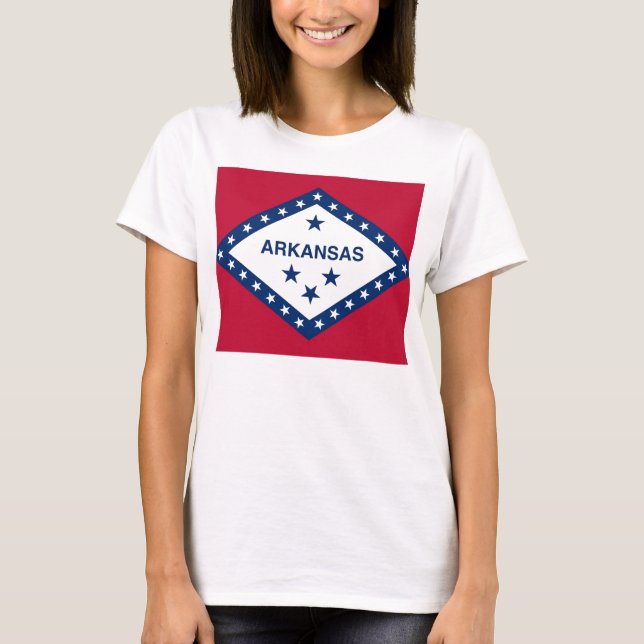 Women T Shirt med Flagga Arkansas (Framsida)