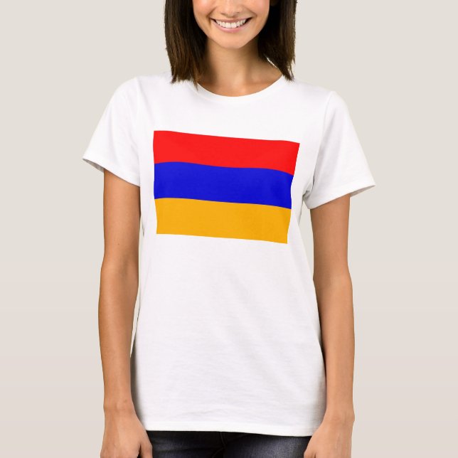 Women T Shirt med Flagga Armenien (Framsida)