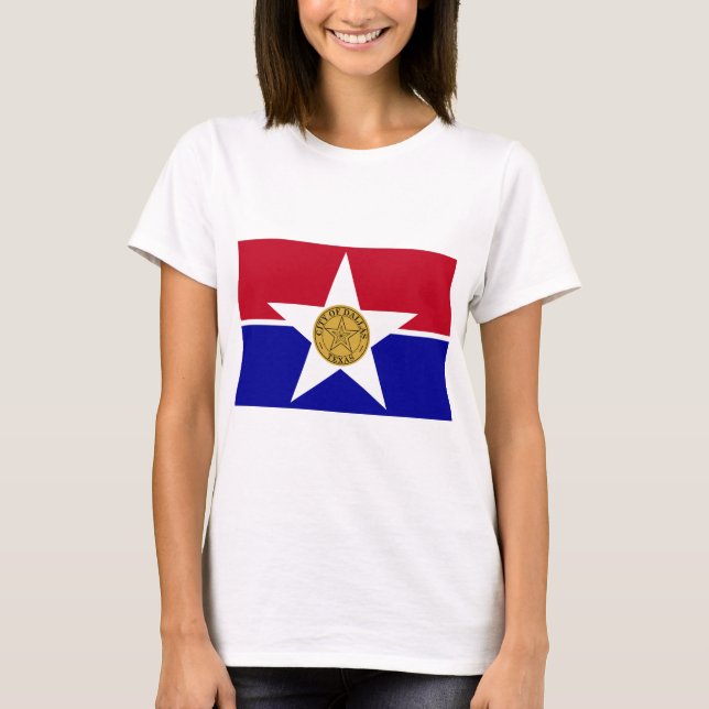 Women T Shirt med Flagga av Dallas, USA (Framsida)