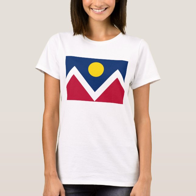 Women T Shirt med Flagga av Denver, Colorado State (Framsida)