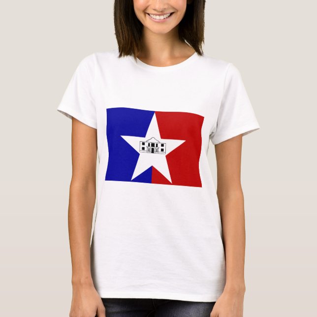 Women T Shirt med Flagga av San Antonio, USA (Framsida)