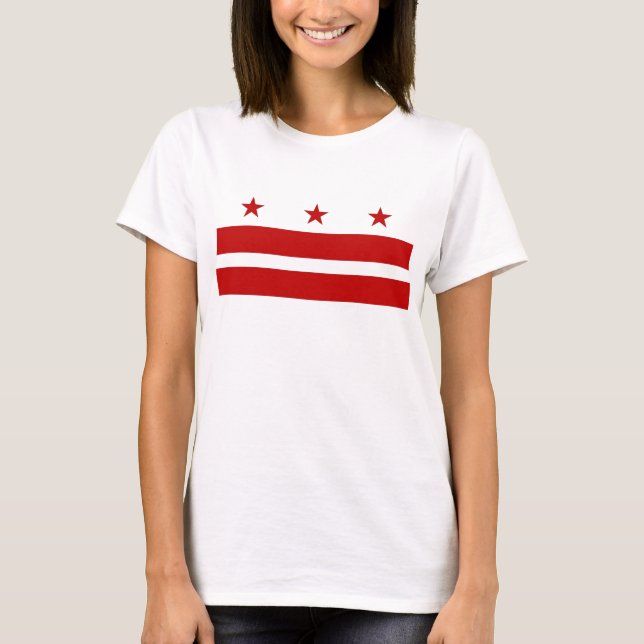 Women T Shirt med Flagga av Washington DC (Framsida)