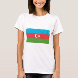 Women T Shirt med Flagga Azerbajdzjan