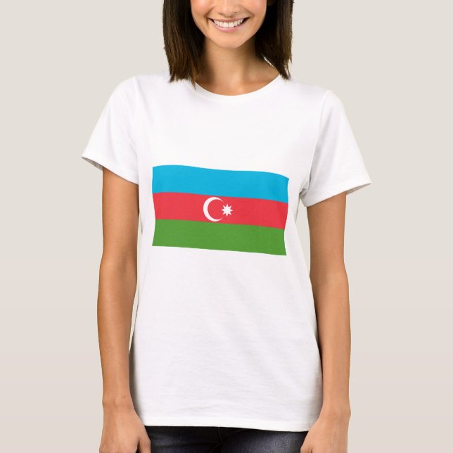 Women T Shirt med Flagga Azerbajdzjan (Framsida)