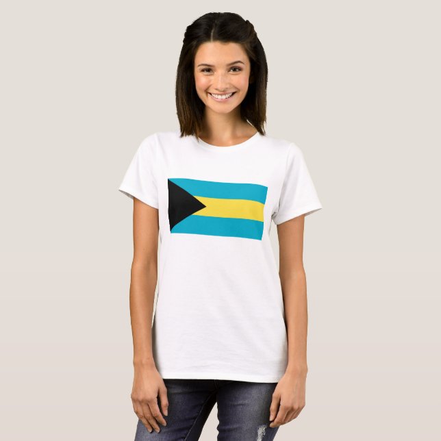 Women T Shirt med Flagga Bahamas (Hel framsida)