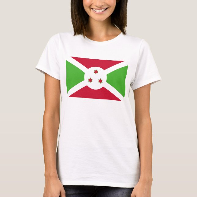 Women T Shirt med Flagga Burundi (Framsida)