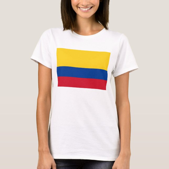 Women T Shirt med Flagga Colombia (Framsida)