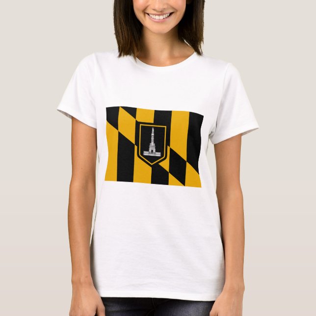 Women T Shirt med Flagga från Baltimore, USA (Framsida)