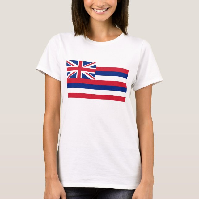 Women T Shirt med Flagga från delstaten Hawaii (Framsida)