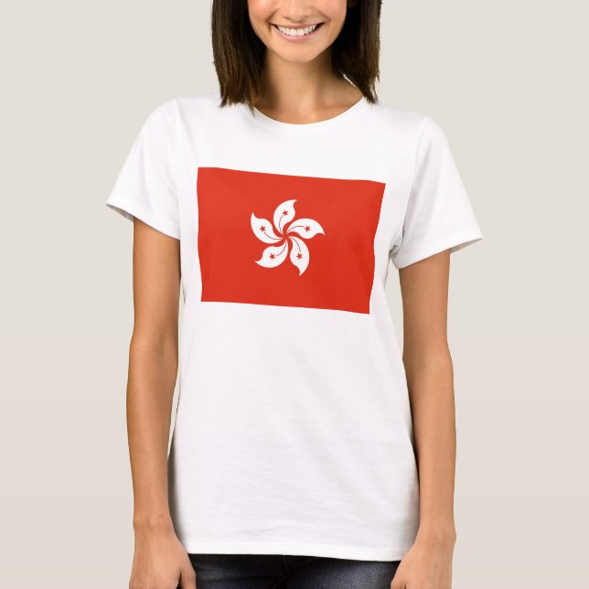 Women T Shirt med Flagga från Hongkong, China (Framsida)