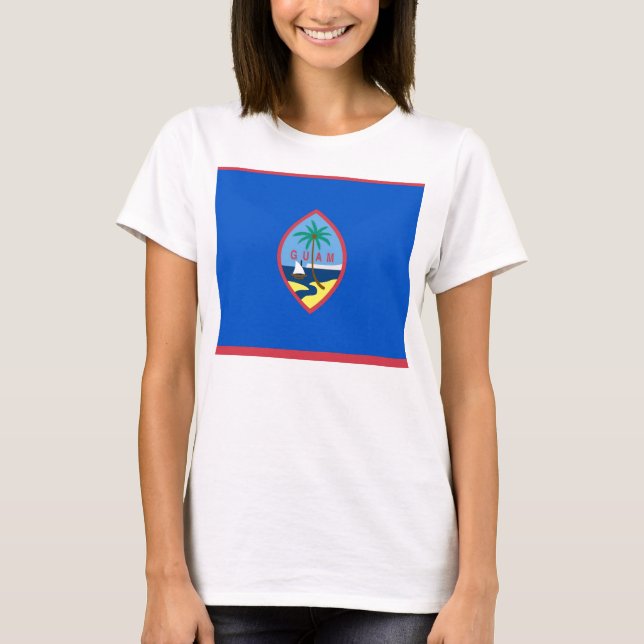 Women T Shirt med Flagga Guam (Framsida)