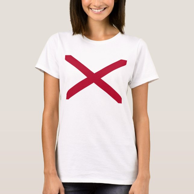 Women T Shirt med Flagga i Alabama-staten (Framsida)