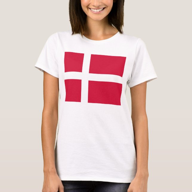 Women T Shirt med Flagga i Danmark (Framsida)