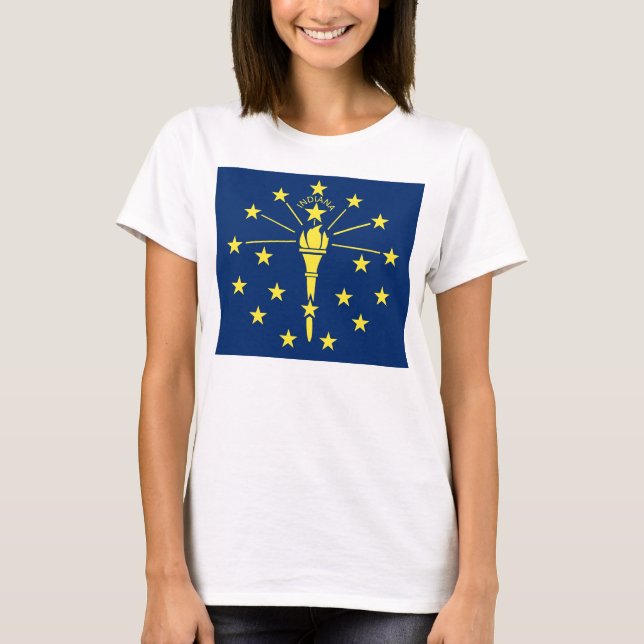 Women T Shirt med Flagga i delstaten Indiana (Framsida)