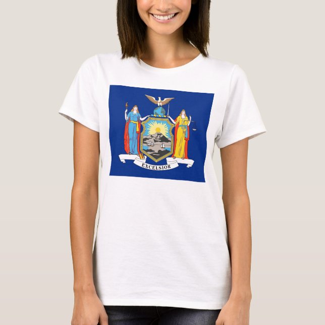 Women T Shirt med Flagga i delstaten New York (Framsida)