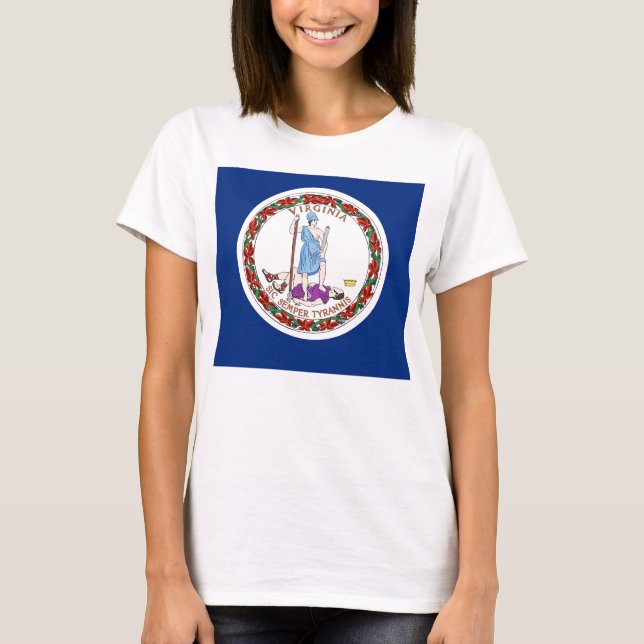 Women T Shirt med Flagga i delstaten Virginia (Framsida)