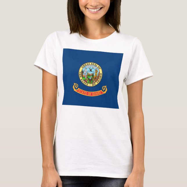 Women T Shirt med Flagga i Idaho-staten (Framsida)