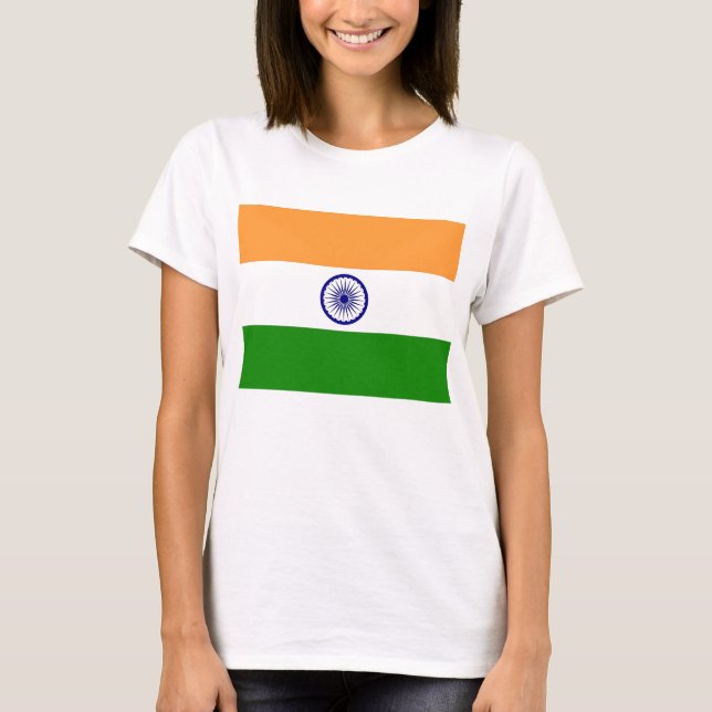 Women T Shirt med Flagga i Indien (Framsida)