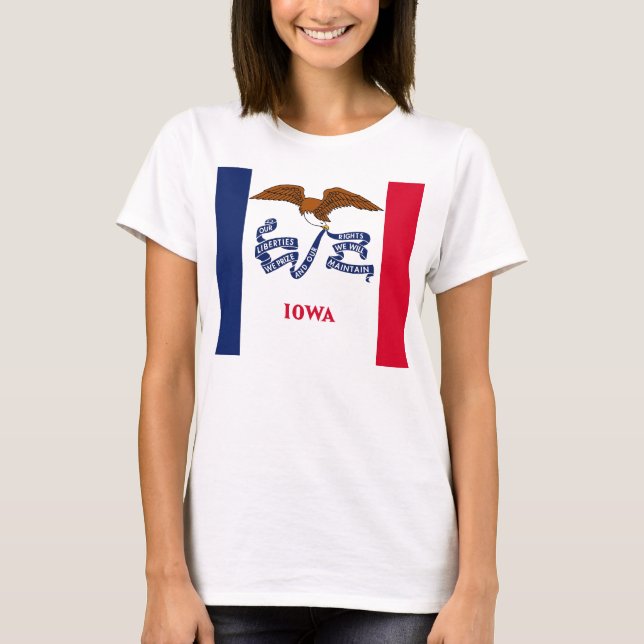 Women T Shirt med Flagga i Iowa (Framsida)