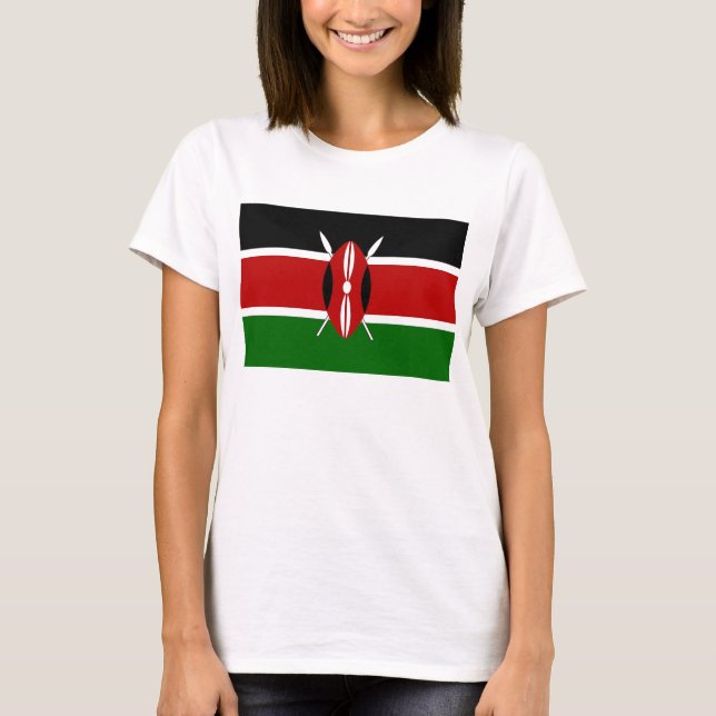Women T Shirt med Flagga i Kenya (Framsida)