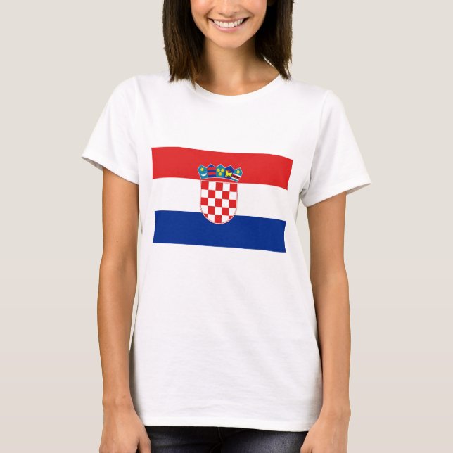 Women T Shirt med Flagga i Kroatien (Framsida)