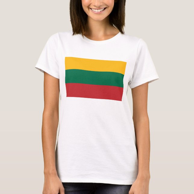 Women T Shirt med Flagga i Litauen (Framsida)