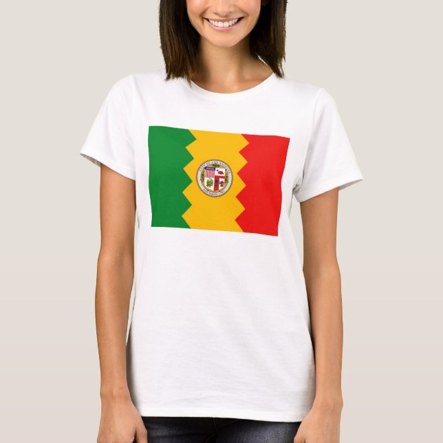 Women T Shirt med Flagga i Los Angeles, Kalifornie (Framsida)