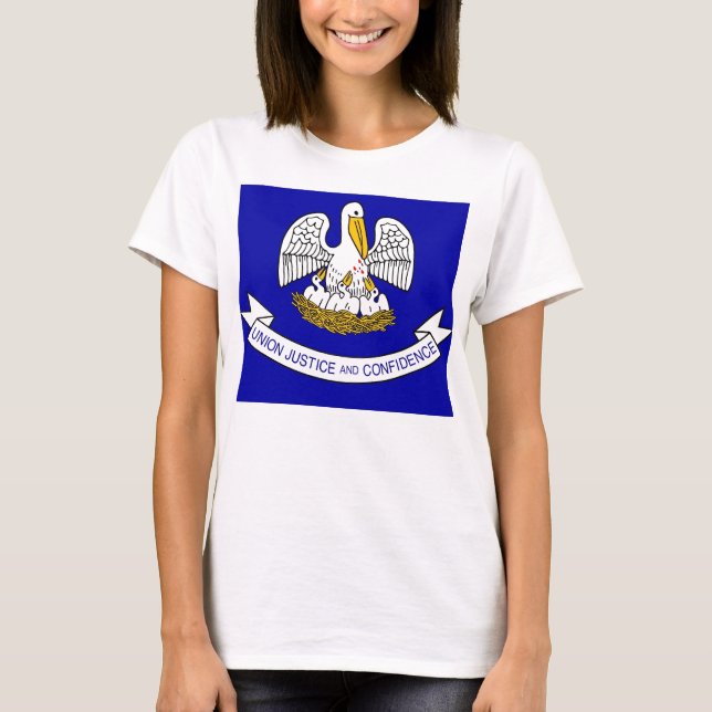 Women T Shirt med Flagga i Louisiana-staten (Framsida)