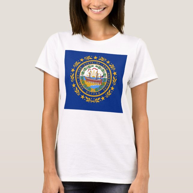 Women T Shirt med Flagga i New Hampshire State (Framsida)