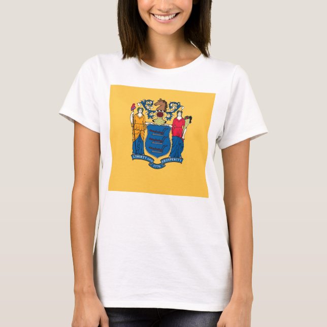 Women T Shirt med Flagga i New jersey (Framsida)