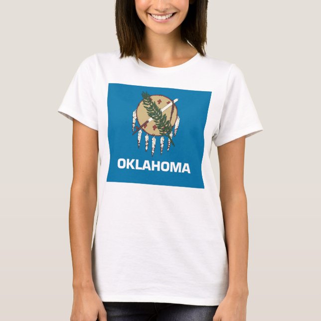 Women T Shirt med Flagga i Oklahoma State (Framsida)