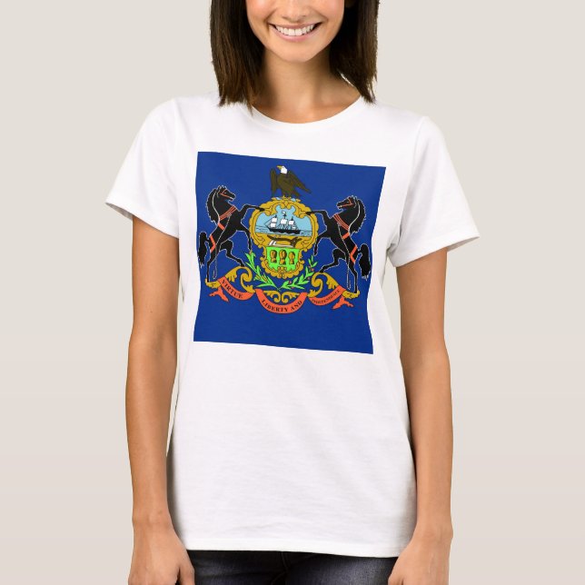 Women T Shirt med Flagga i Pennsylvania-staten (Framsida)