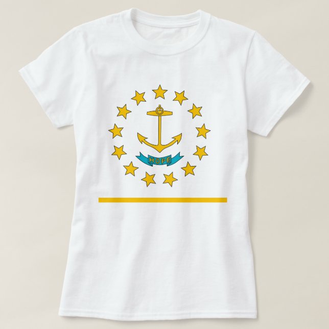 Women T Shirt med Flagga i Rhode island (Design framsida)