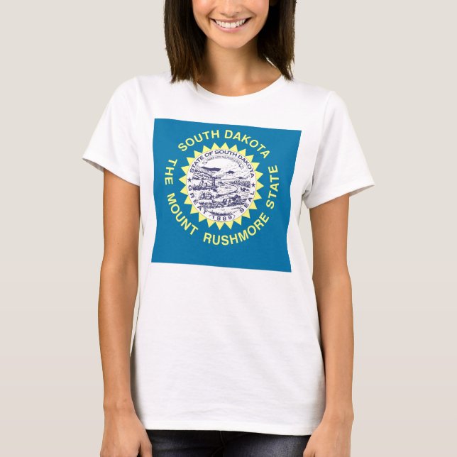 Women T Shirt med Flagga i South Dakota State (Framsida)